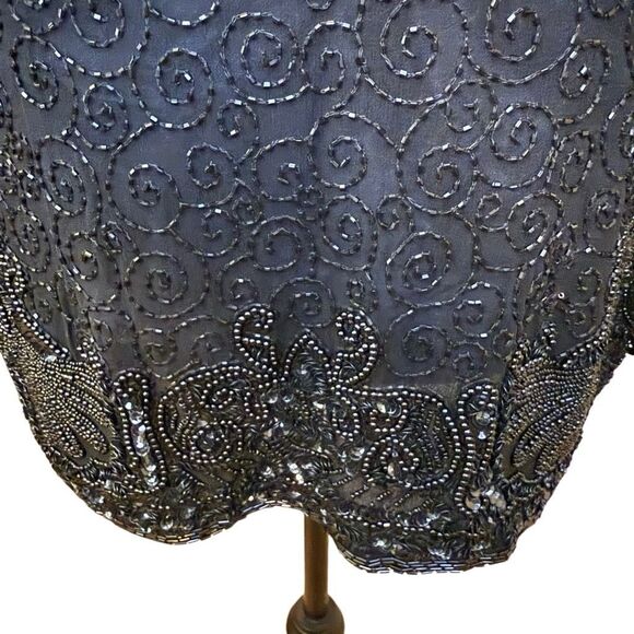 Vintage Niteline Della Roufogali Black Silk Beaded Evening Jacket Size S - Picture 9 of 16